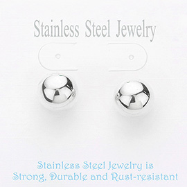 Stainless Steel 0.6 Inch Metal Ball Stud Earrings