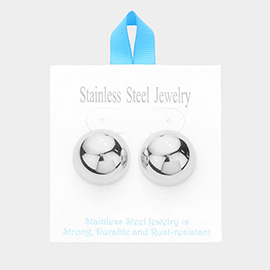 Stainless Steel 1 Inch Metal Dome Stud Earrings