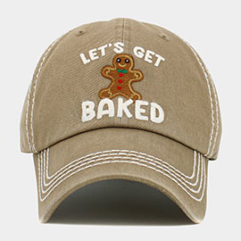 Let's Get Baked Message Gingerbread Man Pointed Vintage Baseball Cap