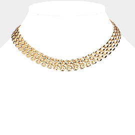 Gold Dipped Metal Chain Collar Necklace