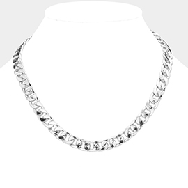 White Gold Dipped Metal Chain Toggle Necklace