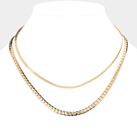 Gold Dipped Metal Chain Double Layered Necklace