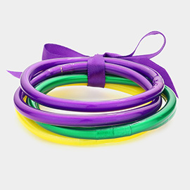 6PCS - Mardi Gras Glitter Jelly Tube Bangle Bracelets