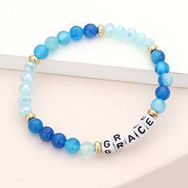 Grace Message Pearl Natural Stone Stretch Bracelet