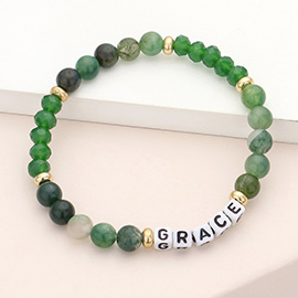 Grace Message Pearl Natural Stone Stretch Bracelet