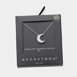 Secret Box _ Sterling Silver Dipped CZ Crescent Moon Pendant Necklace