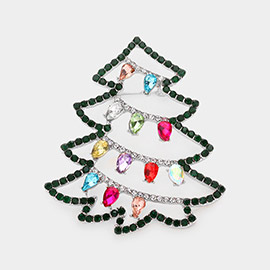 Teardrop Stone Pointed Christmas Tree Pin Brooch