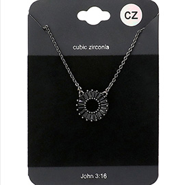 CZ Embellished Open Circle Pendant Necklace