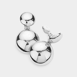 Double Metal Dome Dangle Clip on Earrings