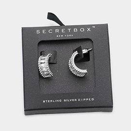 Secret Box _ Sterling Silver Dipped Baguette Stone Cluster Hoop Earrings