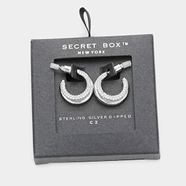 Secret Box _ Sterling Silver Dipped CZ Embellished Hoop Earrings