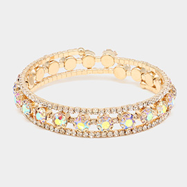 Round Stone Pointed Coil Evening Bracelet