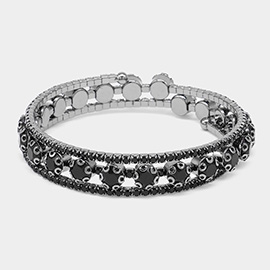 Round Stone Pointed Coil Evening Bracelet