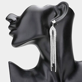 CZ Triple Marquise Pointed Fringe Dangle Evening Earrings