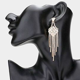 CZ Tapered Baguette Stone Pointed Fringe Dangle Evening Earrings