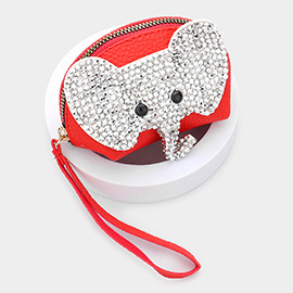 Studded Elephant Mini Pouch Wristlet Bag