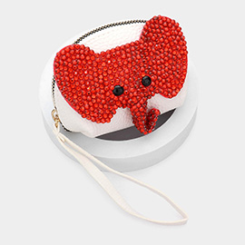 Studded Elephant Mini Pouch Wristlet Bag
