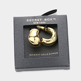 Secret Box _ 14K Gold Dipped Abstract Metal Hoop Earrings
