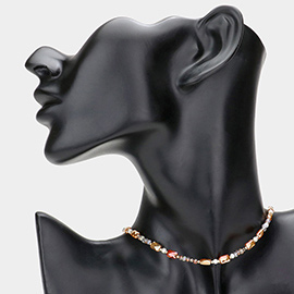 Pearl Accented Faceted Beaded Choker Necklace
