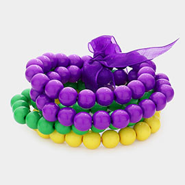 5PCS - Mardi Gras Ball Beaded Stretch Bracelets