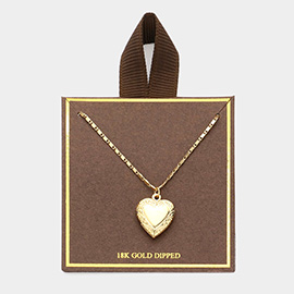 18K Gold Dipped Heart Locket Pendant Necklace
