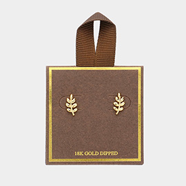 18K Gold Dipped Metal Leaf Stud Earrings