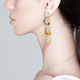Rectangle Stone Decorative Spiral Dangle Earrings
