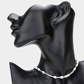 Pearl Metal Beaded Choker Necklace