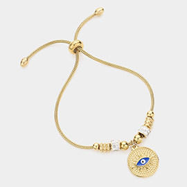 Evil Eye Charm Pull Tie Cinch Bracelet