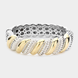 Two Tone Metal Hinged Bracelet