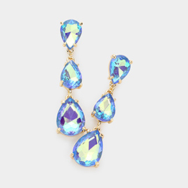 Teardrop Stone Link Dropdown Evening Earrings