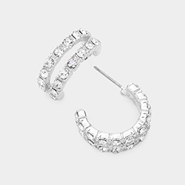 Stone Paved Split Hoop Earrings