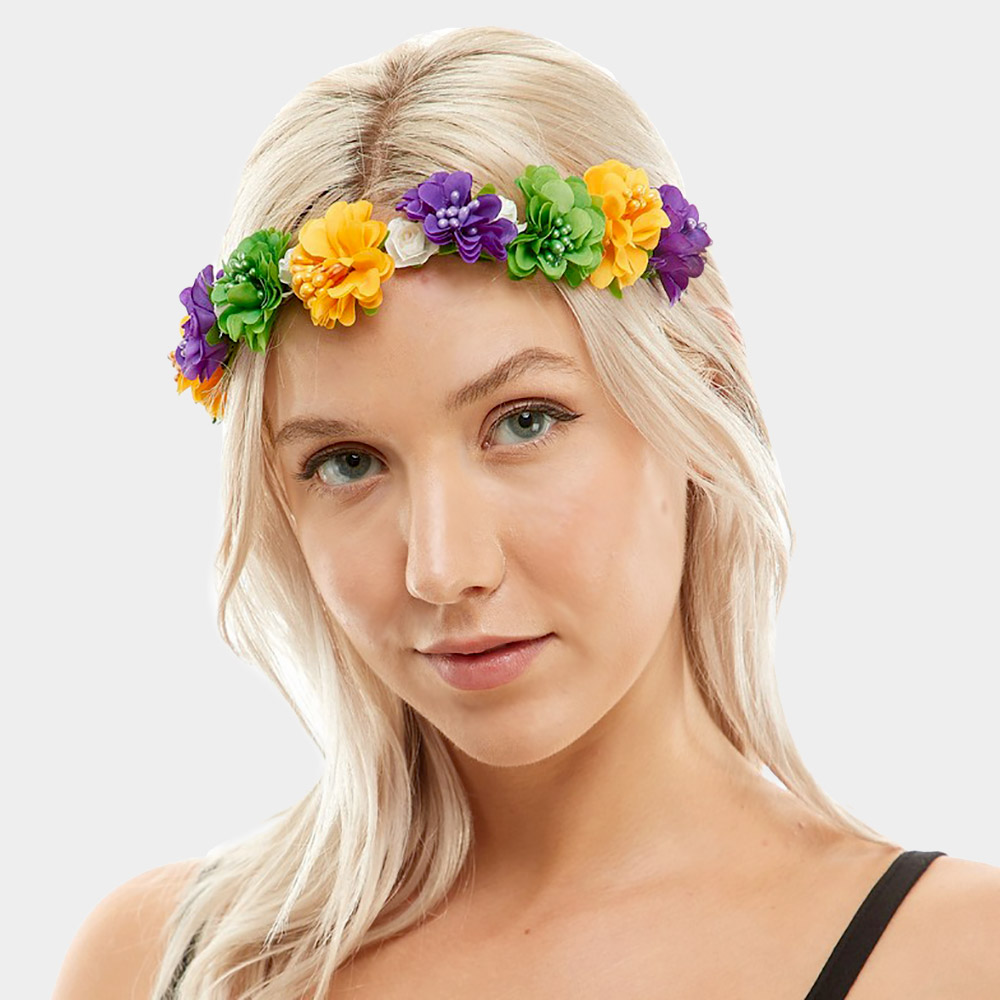 mardi gras flower headband