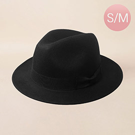 Bow Band Pointed Solid Fedora Panama Hat