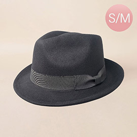 Bow Band Pointed Solid Fedora Panama Hat