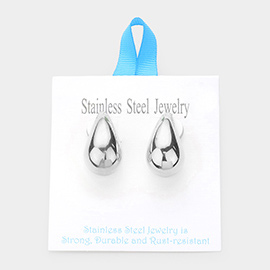 Stainless Steel Curved Teardrop Earrings
