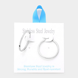 Stainless Steel 1.25 Inch Inside Out Rhinestone Hoop Pin Catch Earrings