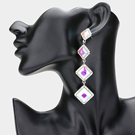 Diamond Stone Cluster Dropdown Evening Earrings