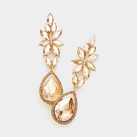 Marquise Teardrop Stone Cluster Evening Earrings