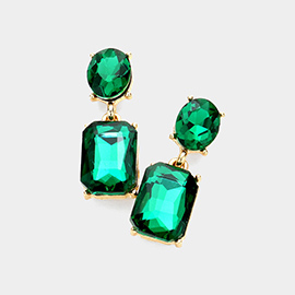 Square Stone Cluster Dangle Evening Earrings