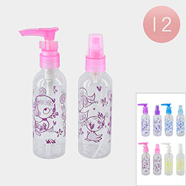 12 SET OF 2 - Duck Printed Travel Pump And Spray Bottles