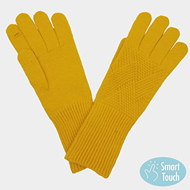 Solid Criss Cross Knit Smart Touch Gloves