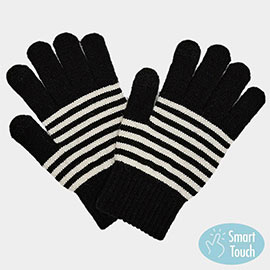 Two Tone Stripe Smart Touch Gloves