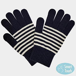 Two Tone Stripe Smart Touch Gloves
