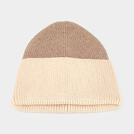 Two Tone Cuff Beanie Hat