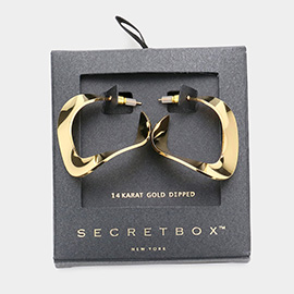 Secret Box_14K Gold Dipped Irregular Metal Hoop Earrings