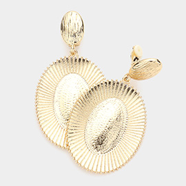 Oval Textured Metal Clip On Earring