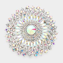 Marquise Stone Accented Bubble Stone Cluster Pin Brooch