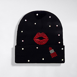 Bling Lips Lipstick Beanie Hat