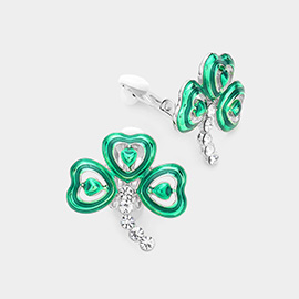 St. Patrick's Enamel Clover Clip On Earrings